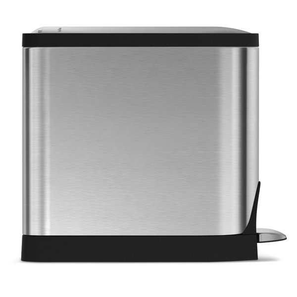 Simplehuman 10 Liter / 2.6 Gallon Butterfly Lid Bathroom Step Trash Can, Brushed Stainless Steel